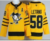 Men's Pittsburgh Penguins #58 Kris Letang Yellow Alternate Authentic Jersey Men's Pittsburgh Penguins #58 Kris Letang Yellow Alternate Authentic Jersey
