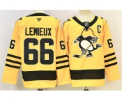 Men's Pittsburgh Penguins #66 Mario Lemieux Gold 2025-26 With C Patch Alternate Stitched Hockey Jersey Men's Pittsburgh Penguins #66 Mario Lemieux Gold 2025-26 With C Patch Alternate Stitched Hockey Jersey