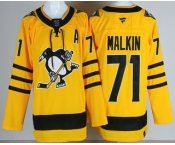 Men's Pittsburgh Penguins #71 Evgeni Malkin Yellow Alternate Authentic Jersey Men's Pittsburgh Penguins #71 Evgeni Malkin Yellow Alternate Authentic Jersey