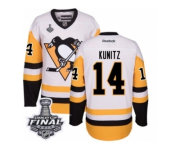 Men's Reebok Pittsburgh Penguins #14 Chris Kunitz Authentic White Away 2017 Stanley Cup Final NHL Jersey
