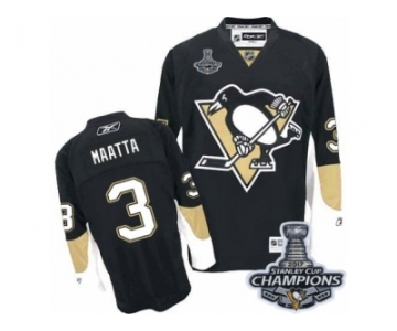 Men's Reebok Pittsburgh Penguins #3 Olli Maatta Premier Black Home 2017 Stanley Cup Champions NHL Jersey