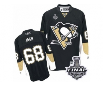 Men's Reebok Pittsburgh Penguins #68 Jaromir Jagr Authentic Black Home 2017 Stanley Cup Final NHL Jersey