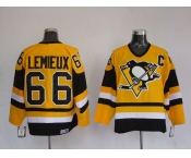nhl pittsburgh penguins #66 lemieux m&n yellow