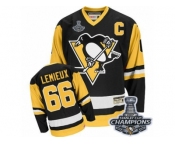 Youth CCM Pittsburgh Penguins #66 Mario Lemieux Premier Black Throwback 2017 Stanley Cup Champions NHL Jersey