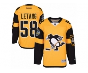 Youth Reebok Pittsburgh Penguins #58 Kris Letang Authentic Gold 2017 Stadium Series NHL Jersey