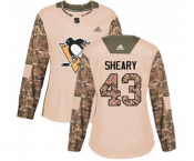 Women Adidas Pittsburgh Penguins #43 Conor Sheary Authentic Camo Veterans Day Practice NHL Jersey
