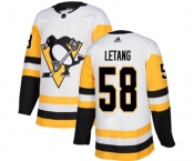 Women Adidas Pittsburgh Penguins #58 Kris Letang Authentic White Away NHL Jersey