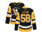 Women's Adidas Pittsburgh Penguins #58 Kris Letang Authentic Black Home NHL Jersey
