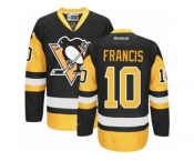 Women's Reebok Pittsburgh Penguins #10 Ron Francis Premier Black Gold Third NHL Jersey
