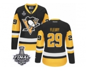 Women's Reebok Pittsburgh Penguins #29 Marc-Andre Fleury Authentic Black Gold Third 2017 Stanley Cup Final NHL Jersey