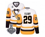 Women's Reebok Pittsburgh Penguins #29 Marc-Andre Fleury Authentic White Away 2017 Stanley Cup Final NHL Jersey