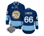 Women's Reebok Pittsburgh Penguins #66 Mario Lemieux Authentic Navy Blue Third Vintage 2017 Stanley Cup Final NHL Jersey