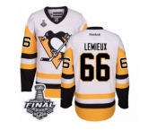 Women's Reebok Pittsburgh Penguins #66 Mario Lemieux Authentic White Away 2017 Stanley Cup Final NHL Jersey