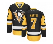 Women's Reebok Pittsburgh Penguins #7 Paul Martin Premier Black Gold Third NHL Jersey