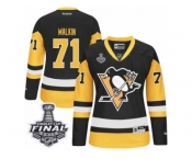Women's Reebok Pittsburgh Penguins #71 Evgeni Malkin Authentic Black Gold Third 2017 Stanley Cup Final NHL Jersey