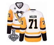 Women's Reebok Pittsburgh Penguins #71 Evgeni Malkin Authentic White Away 2017 Stanley Cup Final NHL Jersey