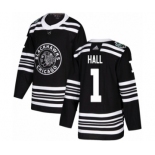 Men's Adidas Chicago Blackhawks #1 Glenn Hall Authentic Black 2019 Winter Classic NHL Jersey