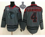NHL Blackhawks #4 Niklas Hjalmarsson Charcoal Cross Check Fashion 2015 Stanley Cup Stitched Jerseys NHL Blackhawks #4 Niklas Hjalmarsson Charcoal Cross Check Fashion 2015 Stanley Cup Stitched Jerseys