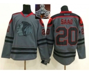 NHL Chicago Blackhawks #20 Brandon Saad Charcoal Cross Check Fashion 2015 Stanley Cup Champions jerseys