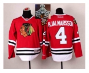 NHL Chicago Blackhawks #4 Niklas Hjalmarsson Red 2014 Stadium Series 2015 Stanley Cup Champions jerseys