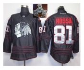 NHL Chicago Blackhawks #81 Marian Hossa Black Ice Silver Number 2015 Stanley Cup Champions jerseys NHL Chicago Blackhawks #81 Marian Hossa Black Ice Silver Number 2015 Stanley Cup Champions jerseys