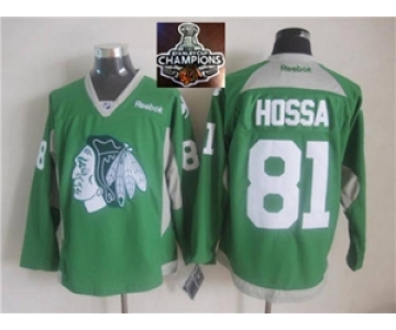 NHL Chicago Blackhawks #81 Marian Hossa Green Practice 2015 Stanley Cup Champions jerseys