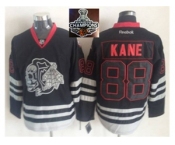 NHL Chicago Blackhawks #88 Patrick Kane Black Ice Jersey Skull Logo Fashion 2015 Stanley Cup Champions jerseys