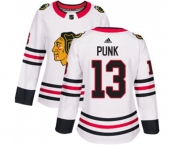 Women Adidas Chicago Blackhawks #13 CM Punk Authentic White Away NHL Jersey
