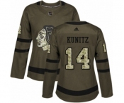 Women Adidas Chicago Blackhawks #14 Chris Kunitz Authentic Green Salute to Service NHL Jersey