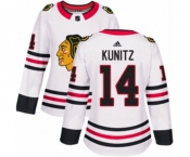 Women Adidas Chicago Blackhawks #14 Chris Kunitz Authentic White Away NHL Jersey