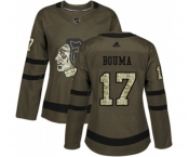 Women Adidas Chicago Blackhawks #17 Lance Bouma Authentic Green Salute to Service NHL Jersey