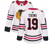 Women Adidas Chicago Blackhawks #19 Jonathan Toews Authentic White Away NHL Jersey