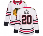 Women Adidas Chicago Blackhawks #20 Brandon Saad Authentic White Away NHL Jersey