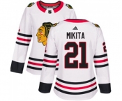 Women Adidas Chicago Blackhawks #21 Stan Mikita Authentic White Away NHL Jersey