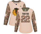 Women Adidas Chicago Blackhawks #22 Jordin Tootoo Authentic Camo Veterans Day Practice NHL Jersey