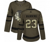 Women Adidas Chicago Blackhawks #23 Brandon Manning Authentic Green Salute to Service NHL Jersey