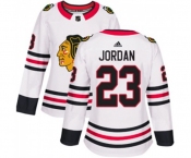 Women Adidas Chicago Blackhawks #23 Michael Jordan Authentic White Away NHL Jersey