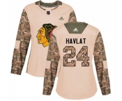 Women Adidas Chicago Blackhawks #24 Martin Havlat Authentic Camo Veterans Day Practice NHL Jersey