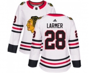 Women Adidas Chicago Blackhawks #28 Steve Larmer Authentic White Away NHL Jersey