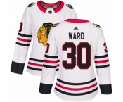 Women Adidas Chicago Blackhawks #30 Cam Ward Authentic White Away NHL Jersey