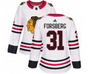 Women Adidas Chicago Blackhawks #31 Anton Forsberg Authentic White Away NHL Jersey