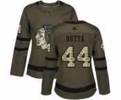 Women Adidas Chicago Blackhawks #44 Jan Rutta Authentic Green Salute to Service NHL Jersey