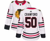 Women Adidas Chicago Blackhawks #50 Corey Crawford Authentic White Away NHL Jersey