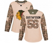 Women Adidas Chicago Blackhawks #56 Erik Gustafsson Authentic Camo Veterans Day Practice NHL Jersey
