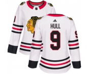 Women Adidas Chicago Blackhawks #9 Bobby Hull Authentic White Away NHL Jersey