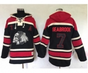 Men's Chicago Blackhawks #7 Brent Seabrook Black Sawyer Hooded Sweatshirt Stitched NHL Jersey