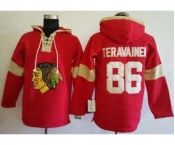 Men's Chicago Blackhawks #86 Teuvo Teravainen Red Pullover Hoodie Stitched NHL Jersey