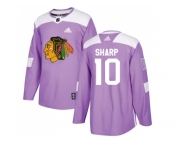 Youth Adidas Chicago Blackhawks #10 Patrick Sharp Purple Authentic Fights Cancer Stitched NHL Jersey