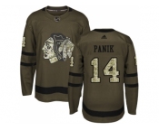 Youth Adidas Chicago Blackhawks #14 Richard Panik Green Salute to Service Stitched NHL Jersey