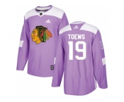 Youth Adidas Chicago Blackhawks #19 Jonathan Toews Purple Authentic Fights Cancer Stitched NHL Jersey